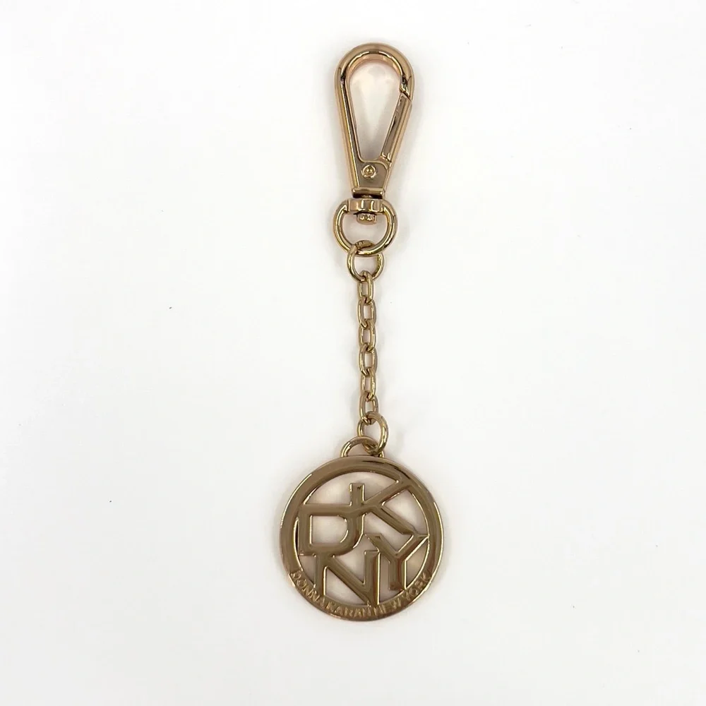 DKNY Donna Karan Gold Plated Logo Keychain Tag